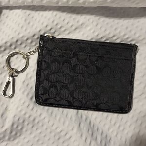 Coach Signature Logo Black Keychain ID Card Wallet